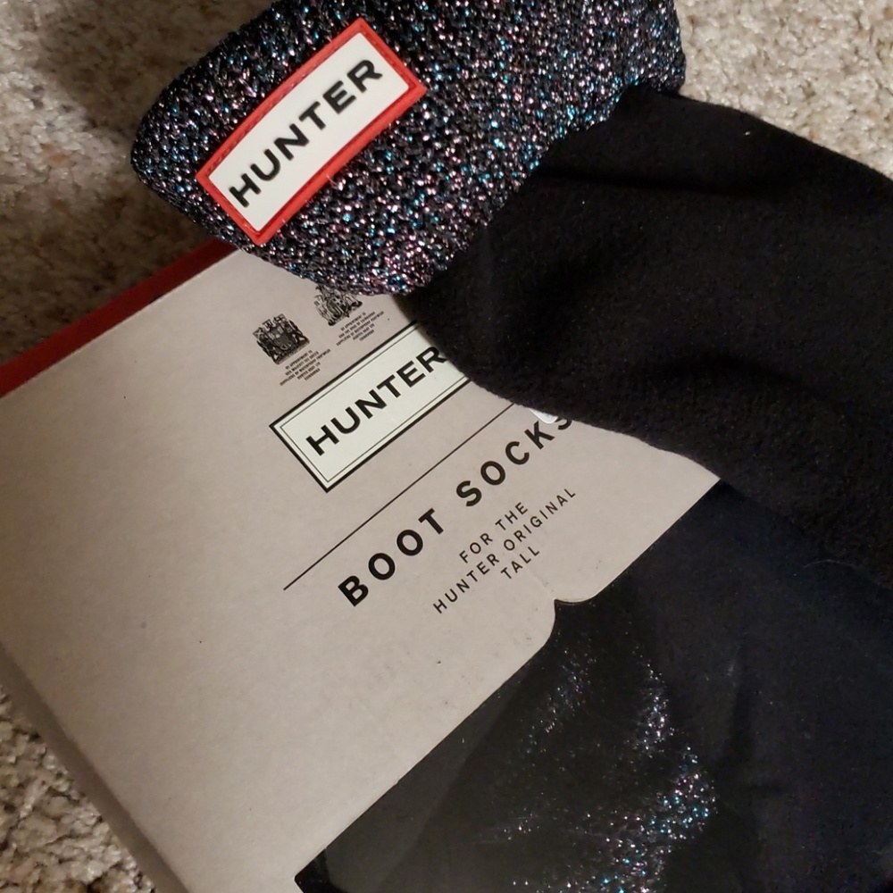 Hunter Glitter Cuff Tall Boot Socks L/8-10